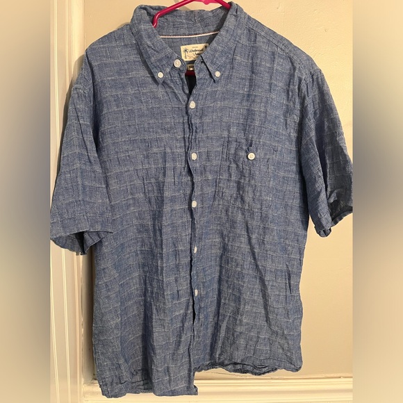 Weatherproof Vintage Mens Washable Linen Shirt (LG) Short Sleeve 55% Linen B7 - Picture 1 of 3